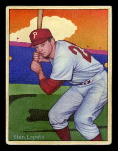 Picture, Helmar Brewing, Helmar This Great Game Card # 139, Stan Lopata, Crouched posed stance, Philadelphia Phillies