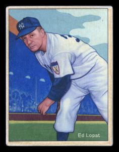 Picture of Helmar Brewing Baseball Card of Eddie Lopat, card number 146 from series Helmar This Great Game