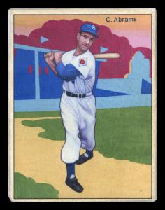 Picture, Helmar Brewing, Helmar This Great Game Card # 147, Cal Abrams, Red sky background, Brooklyn Dodgers