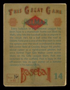Picture, Helmar Brewing, Helmar This Great Game Card # 14, Wally Post, Batting follow through, Cincinnati Reds