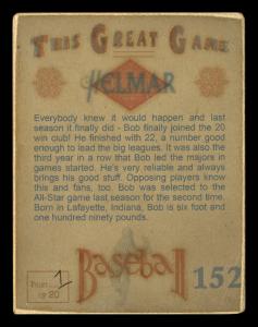 Picture, Helmar Brewing, Helmar This Great Game Card # 152, Bob Friend, Leaning, white sleeves, Pittsburgh Pirates