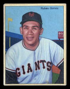 Picture of Helmar Brewing Baseball Card of Ruben Gomez, card number 153 from series Helmar This Great Game