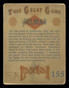 Picture, Helmar Brewing, Helmar This Great Game Card # 155, Ted Gray, Hands behind head; plum sky, Detroit Tigers