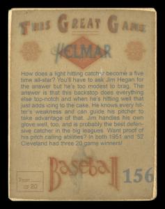 Picture, Helmar Brewing, Helmar This Great Game Card # 156, Jim Hegan, Looking away; bat on shoulder, Cleveland Indians