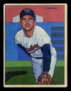 Picture, Helmar Brewing, Helmar This Great Game Card # 164, Camilo Pascual, Leaning forward, pinkish sky, Washington Senators