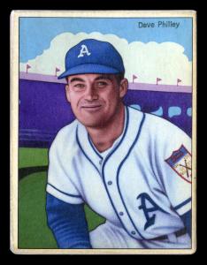 Picture, Helmar Brewing, Helmar This Great Game Card # 166, Dave Philley, Leaning in, patch on sleeve, Philadelphia Athletics