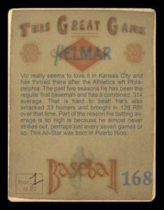 Picture, Helmar Brewing, Helmar This Great Game Card # 168, Vic Power, Belt up, smiling, Kansas City Athletics