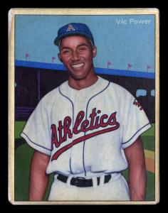 Picture, Helmar Brewing, Helmar This Great Game Card # 168, Vic Power, Belt up, smiling, Kansas City Athletics