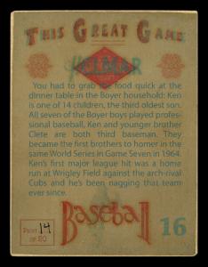 Picture, Helmar Brewing, Helmar This Great Game Card # 16, Ken Boyer, Batting stance, St. Louis Cardinals
