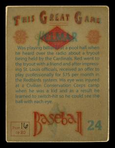 Picture, Helmar Brewing, Helmar This Great Game Card # 24, Red SCHOENDIST (HOF), Portrait, St. Louis Cardinals