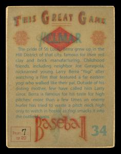 Picture, Helmar Brewing, Helmar This Great Game Card # 34, Yogi BERRA (HOF), At bat, New York Yankees