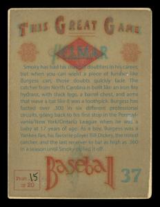 Picture, Helmar Brewing, Helmar This Great Game Card # 37, Smokey Burgess, Batting cage, Cincinnati Reds