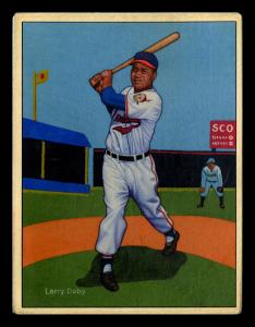 Picture, Helmar Brewing, Helmar This Great Game Card # 41, Larry DOBY, Batting follow through, Cleveland Indians