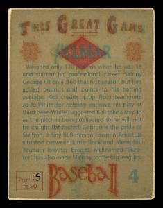 Picture, Helmar Brewing, Helmar This Great Game Card # 4, George KELL (HOF), Full figure throwing, Detroit Tigers