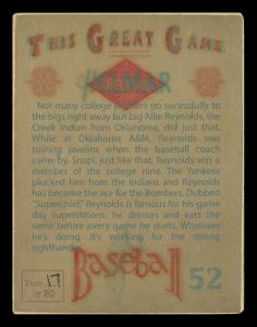 Picture, Helmar Brewing, Helmar This Great Game Card # 52, Allie Reynolds, Wind-up, New York Yankees