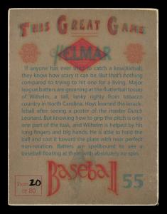 Picture, Helmar Brewing, Helmar This Great Game Card # 55, Hoyt WILHELM (HOF), Pitching follow through, New York Giants