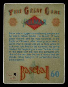 Picture, Helmar Brewing, Helmar This Great Game Card # 60, Baur, Hank, Batting follow through; building, New York Yankees