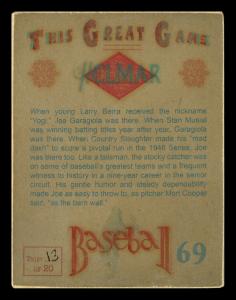 Picture, Helmar Brewing, Helmar This Great Game Card # 69, Garagiola, Joe, Gear; about to throw, St. Louis Cardinals