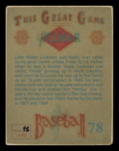 Picture, Helmar Brewing, Helmar This Great Game Card # 78, Lockman, Whitey, Starting to run, New York Giants