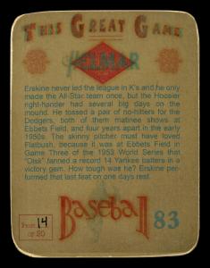 Picture, Helmar Brewing, Helmar This Great Game Card # 83, Erskine, Carl, Portrait chest up, Brooklyn Dodgers