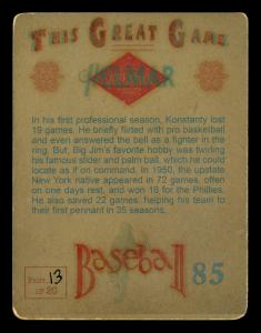 Picture, Helmar Brewing, Helmar This Great Game Card # 85, Konstanty, Jim, Glove up, follow through, Philadelphia Phillies