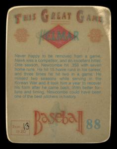 Picture, Helmar Brewing, Helmar This Great Game Card # 88, Newcombe, Don, Hands on hips, Brooklyn Dodgers