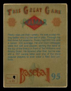 Picture, Helmar Brewing, Helmar This Great Game Card # 95, Pesky, Johnny, Arms crossed, Boston Red Sox