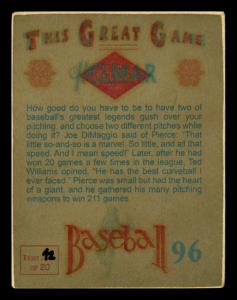 Picture, Helmar Brewing, Helmar This Great Game Card # 96, Pierce, Billy, Close look into camera, Chicago White Sox