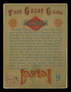 Picture, Helmar Brewing, Helmar This Great Game Card # 9, Whitey FORD, Tossing ball, New York Yankees