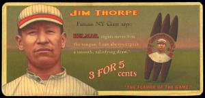 Picture of Helmar Brewing Baseball Card of Jim Thorpe, card number 29 from series Helmar Trolley Card Series
