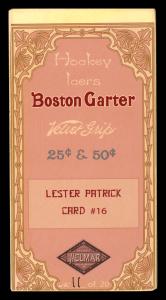 Picture, Helmar Brewing, Hockey Icers Card # 16, Lester PATRICK, Green/white/red striped uniform., Seattle Metropolitans