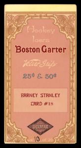 Picture, Helmar Brewing, Hockey Icers Card # 18, Barney STANLEY, Black/yellow jersey with tiger., Hamilton Tigers