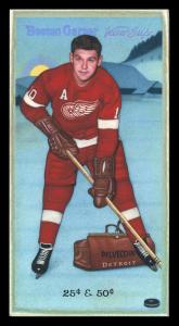 Picture, Helmar Brewing, Hockey Icers Card # 29, Alex Delvecchio, Blue evening, brown hair, Detroit Red Wings