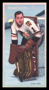 Picture, Helmar Brewing, Hockey Icers Card # 32, Glenn HALL, Looking to his left, Chicago Black Hawks