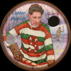 Picture, Helmar Brewing, Hockey Icers Card # 4, Lester PATRICK, Dexterity hand puzzle. Green/white/red striped uniform., Seattle Metropolitans