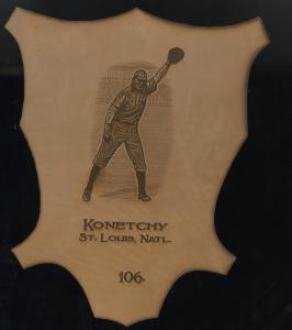 Picture of Helmar Brewing Baseball Card of Ed Konetchy, card number 106 from series L1 Helmar Leather Cabinet