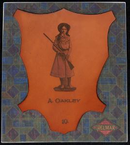 Picture of Helmar Brewing Baseball Card of Annie Oakley, card number 10 from series L1 Helmar Leather Cabinet