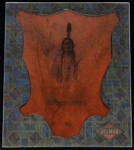 Picture of Helmar Brewing Baseball Card of Sitting Bull, card number 16 from series L1 Helmar Leather Cabinet