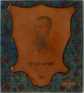 Picture of Helmar Brewing Baseball Card of Jesse James, card number 20 from series L1 Helmar Leather Cabinet