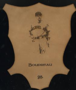 Picture of Helmar Brewing Baseball Card of Lou BOUDREAU (HOF), card number 28 from series L1 Helmar Leather Cabinet