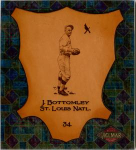 Picture of Helmar Brewing Baseball Card of Jim BOTTOMLEY (HOF), card number 34 from series L1 Helmar Leather Cabinet