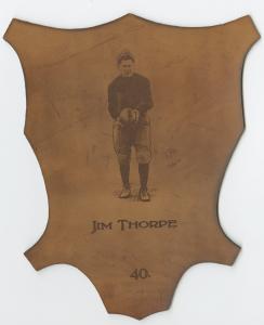 Picture of Helmar Brewing Baseball Card of Jim Thorpe, card number 40 from series L1 Helmar Leather Cabinet