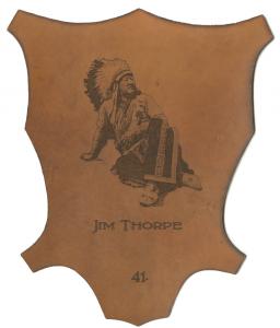 Picture of Helmar Brewing Baseball Card of Jim Thorpe, card number 41 from series L1 Helmar Leather Cabinet