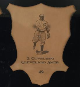 Picture of Helmar Brewing Baseball Card of Stan COVELESKI (HOF), card number 49 from series L1 Helmar Leather Cabinet
