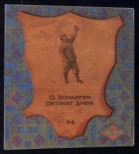 Picture of Helmar Brewing Baseball Card of Germany Schaefer, card number 64 from series L1 Helmar Leather Cabinet