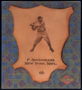 Picture of Helmar Brewing Baseball Card of Fred Snodgrass, card number 65 from series L1 Helmar Leather Cabinet
