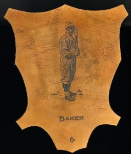 Picture of Helmar Brewing Baseball Card of Frank BAKER (HOF), card number 6 from series L1 Helmar Leather Cabinet