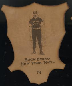 Picture of Helmar Brewing Baseball Card of Buck EWING (HOF), card number 74 from series L1 Helmar Leather Cabinet