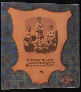 Picture, Helmar Brewing, L1-Helmar Card # 75, Fred Tenney; Herman Long; Jimmy COLLINS (HOF); Bobby Lowe;, Studio Portrait, Boston Beaneaters