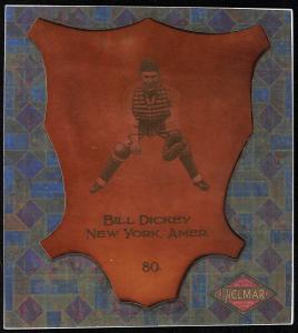 Picture of Helmar Brewing Baseball Card of Bill DICKEY, card number 80 from series L1 Helmar Leather Cabinet